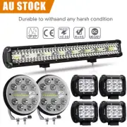 Pair Spotlight LED Driving Lights 7inch +23" Light Bar Combo & 4" LED Work Light