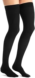 JOBST Opaque Compression Stockings, 20-30 mmHg, Thigh High, Sensitive Band, Closed Toe, Classic Black, X-Large