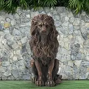 Glitzhome GH20387 Guardian Lion Garden Statue Outdoor Sculpture Decorative, 20.75" H