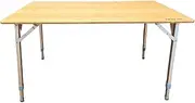 Jayloe Bamboo Folding Adjustable Height Aluminum Frame Lightweight Portable Camping Table for Outdoor Hiking Picnic, 100X65cm