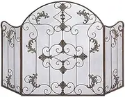 Fireplace Screen Guard,Protection Upgrade Living Room Gas Fireplace Screen 3-Panel Iron - Outdoor Metal Decor MeshGuard Cover Solid Safety Proof Fire