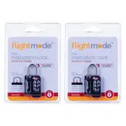 2x Flightmode Tsa Pop Up Indication Padlock Travel Luggage/Bag Security Lock BLK