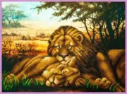 Bead embroidery kit Lion's tenderness hand embroidery needlework kit