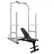 Power Cage - Power Rack - Squat Rack - Weights Bench Press + Adjust Weight Bench