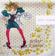 Vintage Betsey Johnson Babe Girl In Blue Dress Lucy Dog Polka Dot Pop Art Scarf