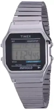 Timex Men's T78582 Classic Digital Silver-Tone Extra-Long Stainless Steel Exp...