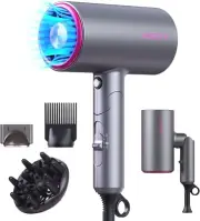 Pretfy Travel Hair Dryer with Diffuser Kit 1800W Professional Ionic Foldable
