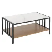 Costway 2-Tier Rectangular Coffee Table Faux Marble Center Table
