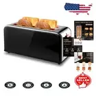 Stylish 4 Slice Toaster with Cancel, Bagel & Defrost - Black Stainless Finish