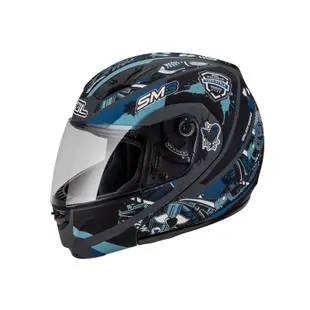 【SOL Helmets】SM-3可掀式安全帽 (惡天使_消光灰/藍) ｜ SOL安全帽官方商城