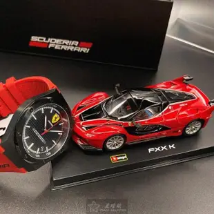 【Ferrari 法拉利】FERRARI手錶型號FE00002(黑色錶面黑錶殼紅矽膠錶帶款)