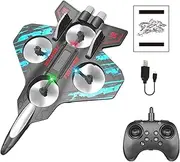 Remote Control Foam Airplane - Quadcopter Toy with LED Lights, Automatic Hovering Remote Control Glider, Rechargeable Flying Helicopter Toy for Kids - Blue