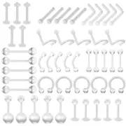 Acrylic Transparent Tongue Barbell Navel Ring Eyebrow Nose Body Piercing Jewe Y#