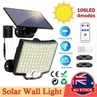 106 LED Solar Motion Sensor RC Lights Outdoor Wall Security Garden Flood Lamp