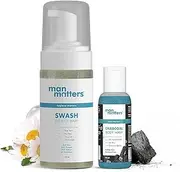 Green Velly Man Matterrs Intimate Wash for Men- Anti Bacterial, Anti Itch, Anti Odour & Free Charcoal Body Wash Sampler 30 ml | pH Balanced Intimate Hygiene Wash with Aloe Vera, Tea Tree |120 ml
