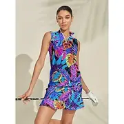 Women's Golf Polo Shirt Blue Sleeveless Top Ladies Golf Attire Clothes Outfits Wear Apparel