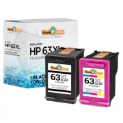 2PK Compatible With HP 63XL 1-Black & 1-Color for Envy 4520 4525 4521 4526 4511