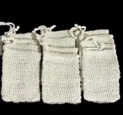 12pc Natural Sisal Soap Bar Saver Pouches Exfoliating Eco-Friendly Drawstring 5”