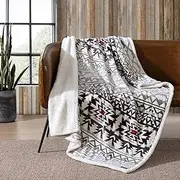 Eddie Bauer - Throw Blanket, Reversible Sherpa Fleece Bedding, Home Decor for All Seasons (Clyde Hill Stripe, Throw)