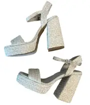 Kenneth Cole New York Women's Dolly Natural Raffia Platform Size 7.5