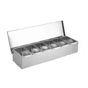 Household Grid Spice Container Set Seasoning Box Stainless Steel Seasoning Box Seasoning Storage Jar with Cover Six grids