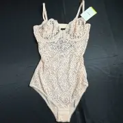 DKNY NWT Classic Lace Underwire Sheer Bodysuit - Medium