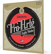 D'Addario Guitar Strings - Pro-Arte Classical Guitar Strings - EJ45LP - Nylon Guitar Strings - Silver Plated Wrap, Composite Core, Clear Nylon Trebles - Lightly Polished, Normal Tension