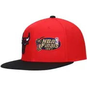 MENS MITCHELL & NESS NBA DUAL WHAMMY SNAPBACK BULLS - RED-BLACK