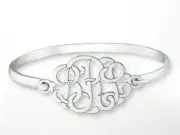 Special Order Sterling Silver 3 Letter Initial Monogram Design Bangle Bracelet