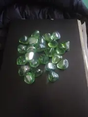 25 x Shades of Green Mosaic Pebbles Glass Stones - Assorted Shapes & Sizes