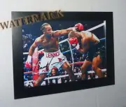 Lennox Lewis defeating Mike Tyson Signed Photo Image Framed Black Frame