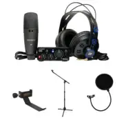 PreSonus Recording w/ Headphone Holder, Microphone Stand, Pop Filter Bundle