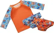 Bambino Mio, Reusable Swim Set - 2 Swim Nappies and Rash Top, Size 6-12 Months, Sun Protection UPF40+, Baby and Toddler, Wave Patrol