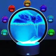 Yevheniy 3D Moving Sand Art Table Lamp - 360° Rotating Hourglass Decoration, 16 Color Changing Liquid Motion Desk Lamp, RGB Colorful Creative Sea Quicksand Picture Night Light (Blue)