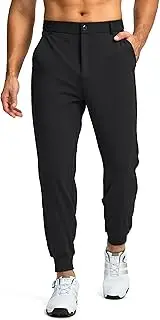 [Pudolla] Mens Lightweight Golf Joggers with 3 Pockets Slim Fit Sweatpants Work Dress Casual Pants with Belt Loops