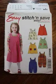 McCall’s M4557 Easy Stitch ‘n Save Jumper & Jumpsuit Pattern, Toddler Size 1-4