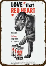 1950 IRISH SETTER Dog & Red Heart Vintage-Look DECORATIVE REPLICA METAL SIGN
