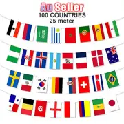 100 Countries Bar International Flag Banner Party Bunting String 25m World Flags