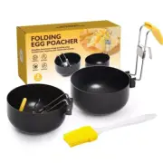 Egg Boiler Stainless Steel Egg Cooker Collapsible Hang Ear Poached Egg Cup MQ