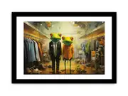 Shopping Frog Framed print Art Poster