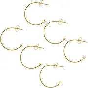[TEHAUX] 6Pcs threader hoop Open Hoop Earrings dangle earring hooks c shape earring hooks hoop earring findings ear wire geometric wire earrings eardrop beads material silver earrings bulk