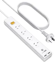 Powerboard USB, MKSENSE 4-Outlet Power Strip, Mountable Power Board with 2 USB-A Ports, 5ft Extension Power Cord, Overload Switch Power Strip for Home Office