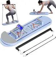 Pilates Board, Multi Purpose Foldable Pilates Reformer Board with Resistance Rope and Pilates Stick, Core Workout Equipment for Full Body Workout