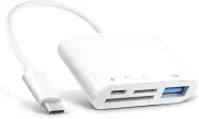 USB C SD Card Reader Adapter, ZAHEMES 4-in-1 Micro SD TF Card Reader Adapter