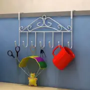 (White)Over The Door Hook Rack Detachable 7 Hooks Door Hanger Organizer For T