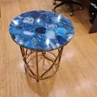 Blue Agate Side Table, Agate Table Top, Agate Sofa Side Round Table Home Decor