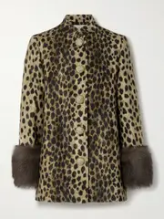[Valentino Garavani] Valentino Garavani - Leopard-print Plush-trimmed Wool-felt Jacket - Leopard print - IT50 IT 50 Animal print