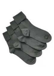 [Bonds] Bonds Kids School Cotton Turnover Top 4 Pack Socks in Grey Size: 8-10 Years 8-10 Years Grey