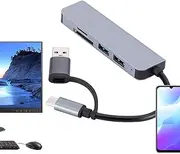 Multiport USB Splitter - Multifunctional Laptop Hub Adapter,Data Transfer Tool, Wear-Resistant Docking Station for Mobile Phone, Computers