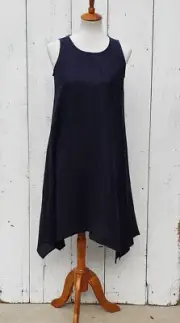 Cynthia Rowley Womens Blue Linen Tank Midi Dress Size XS NEW